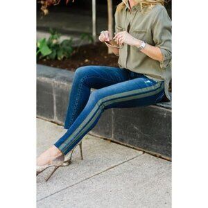 Kut from the Kloth Women's 10 Connie High Rise Ankle Skinny Jean Blue Stripe